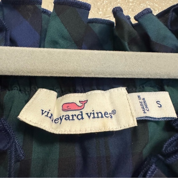 Vineyard Vines Blackwatch Plaid Off Shoulder Poplin Top - Picture 5 of 8